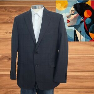 Ralph Lauren Blazer Mens 40R Gray Plaid Jacket Wool Blend‎